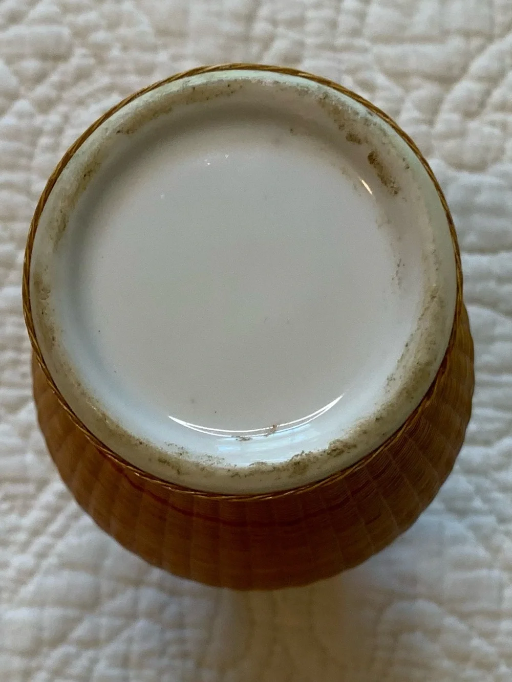 Vintage Chinese FINE Rattan Bamboo Woven Porcelain Vase